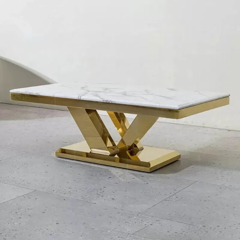 Royale Luxurious Marble Top Coffee Table with Gold Base
