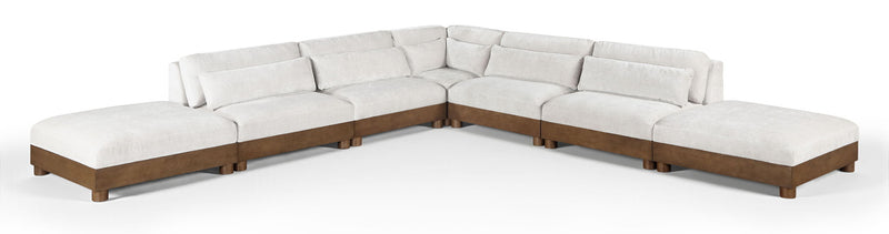 Turin - Chenille Fabric Upholstered Modular Sectional - Cream