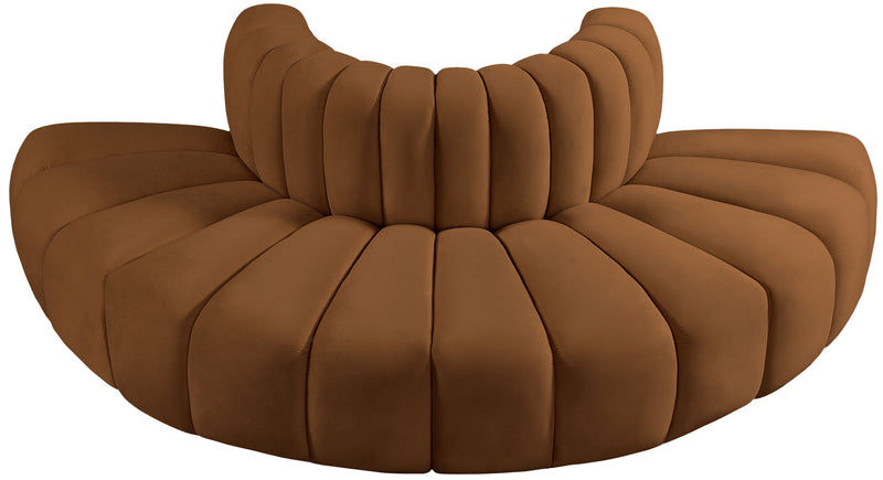 Arc 90" Saddle Velvet Upholstered 4pc. Modular Sectional
