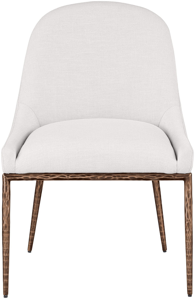Ferro Cream Linen Textured Performance Fabric Upholstered Dining Side Chair