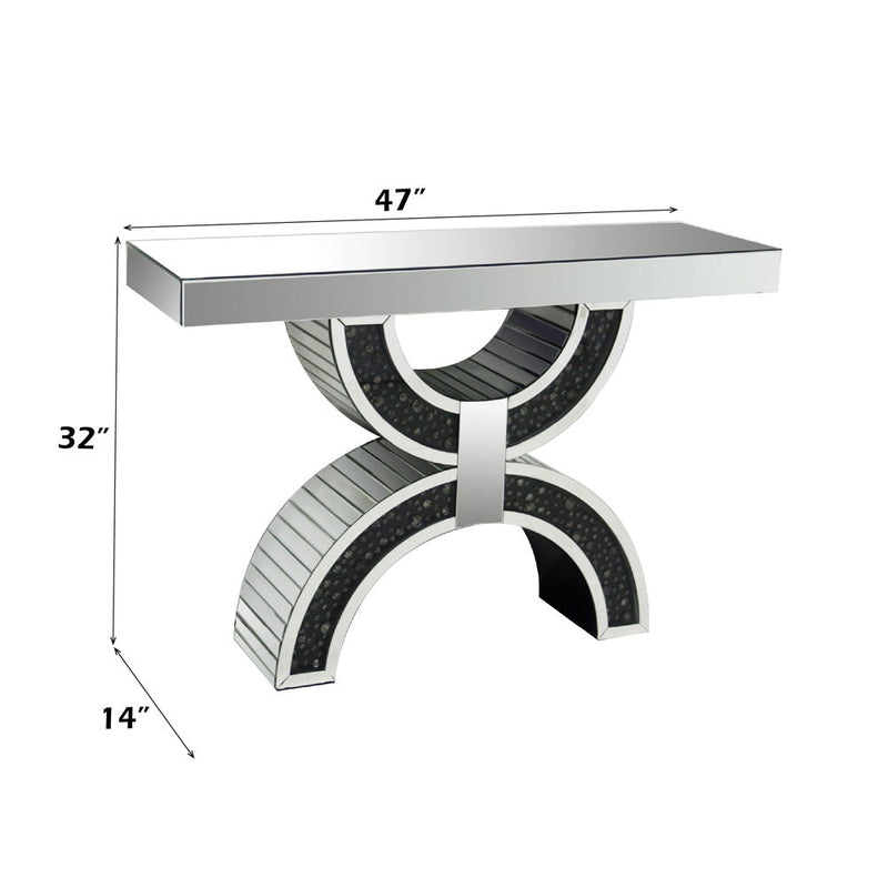 Nysa - Console Table With Faux Crystals - Mirrored