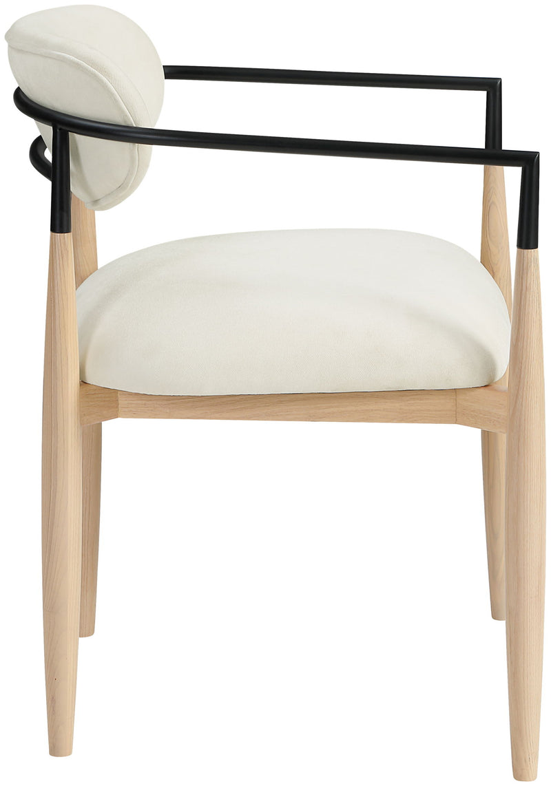 Riccio Cream Performance Fabric Upholstered Dining Arm Chair
