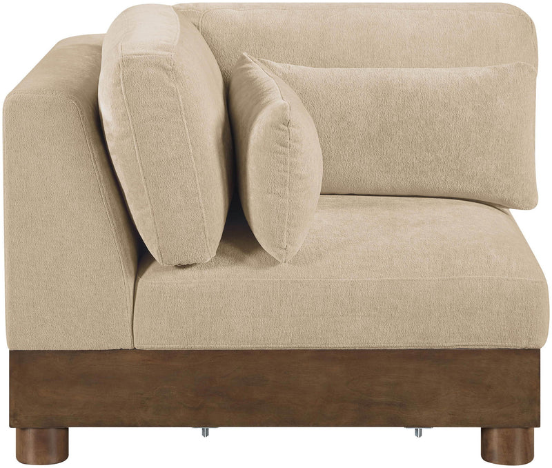 Turin - Chenille Fabric Upholstered Modular Corner Chair - Walnut Base