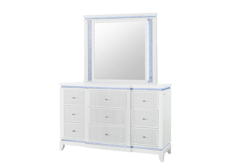 Alina - 5 Piece Full Bedroom Set With LED, Cooler, Speaker And USB - White