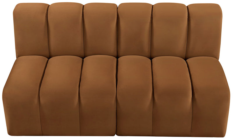 Arc 60" Saddle Velvet Upholstered 2pc. Modular Sectional