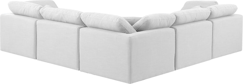 Indulge 105" White Linen Textured Fabric Upholstered 5pc. Modular Sectional