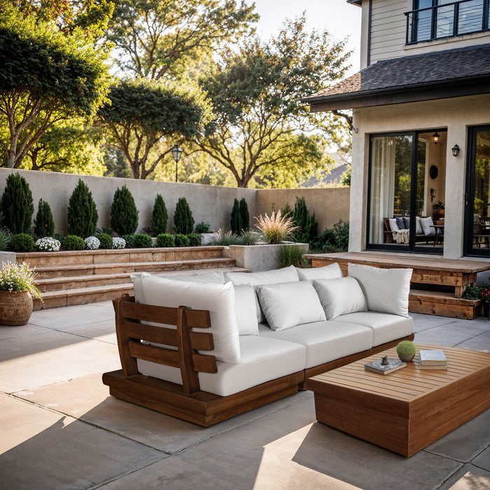 Mirella - 3 Piece Water Resistant Fabric Upholstered Outdoor Patio Modular Sofa