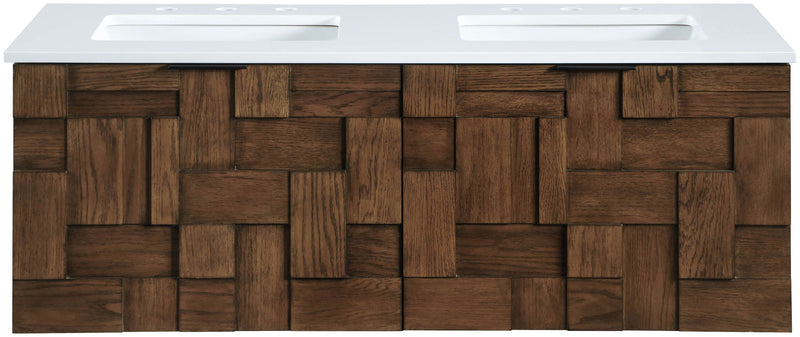 Leonardo - Engineered Stone And Solid Wood 24" Wall Mounted Bathroom Vanity