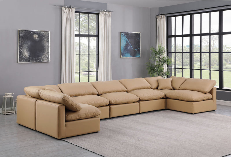 Indulge 175" Tan Vegan Leather Upholstered 7pc. Modular Sectional