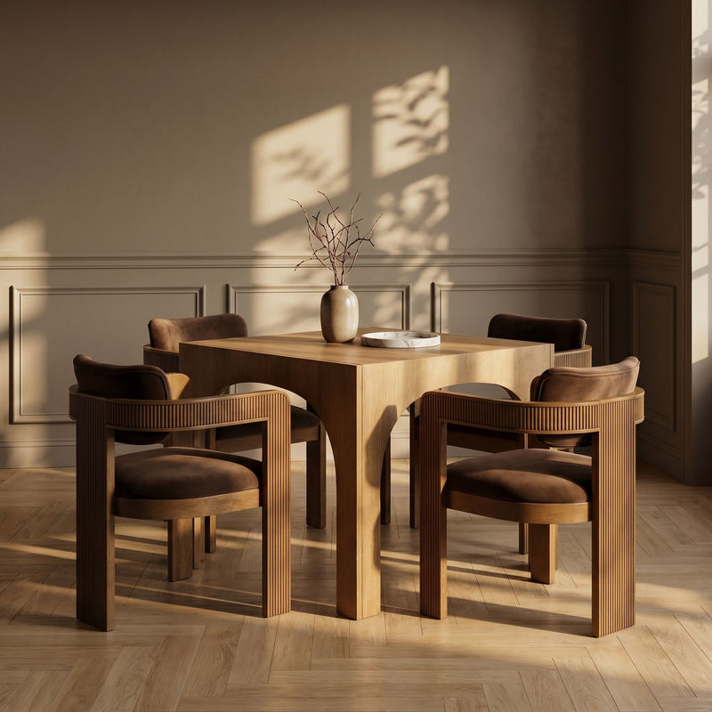 Sacha - Velvet Dining Chair With Brown Base (Set of 2)
