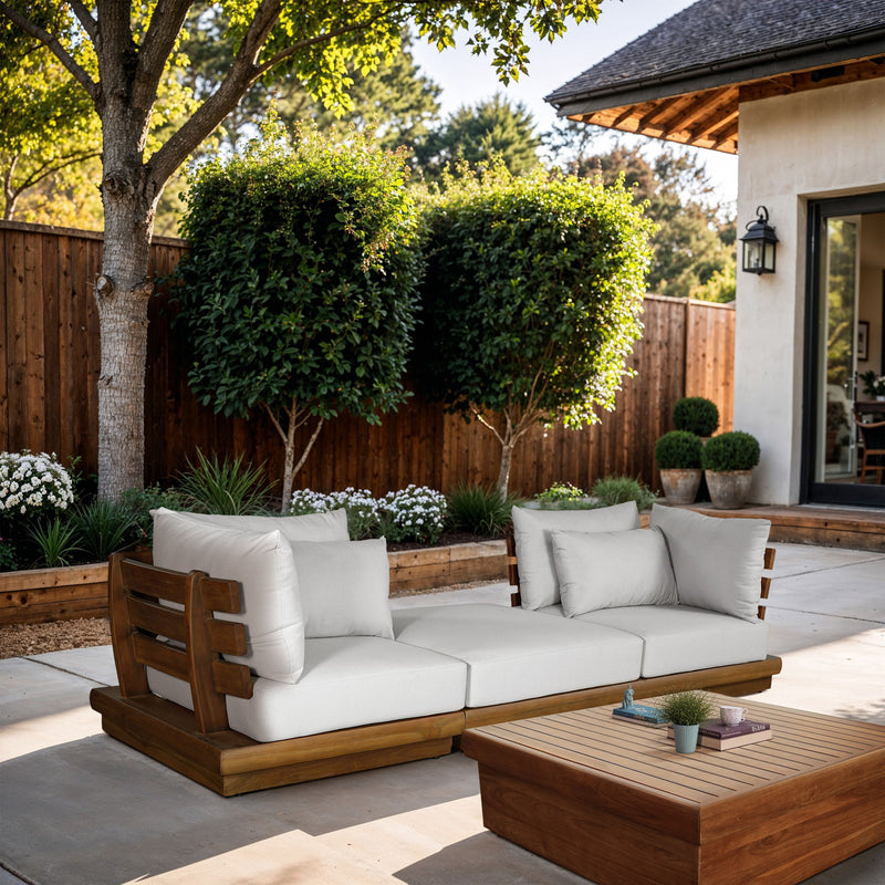 Mirella - 3 Piece Water Resistant Fabric Upholstered Outdoor Patio Modular Sofa