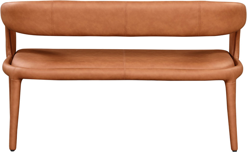 Sylvester Cognac Vegan Leather Upholstered Bench
