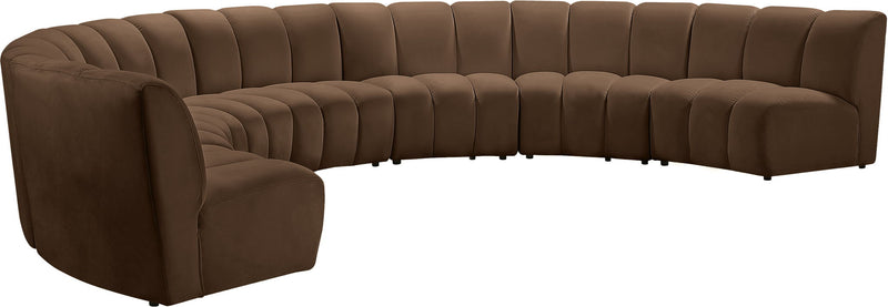 Infinity 183" Brown Velvet Upholstered 7pc. Modular Sectional