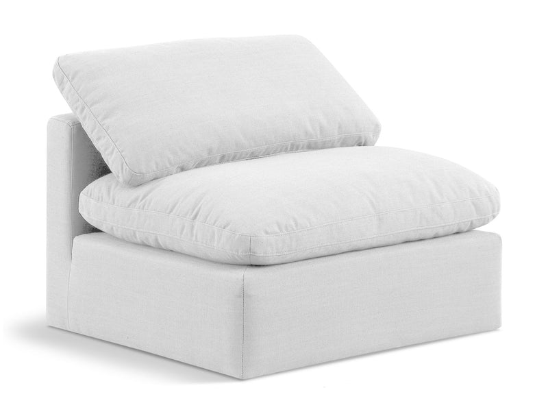 Indulge White Linen Textured Fabric Upholstered Modular Armless Chair