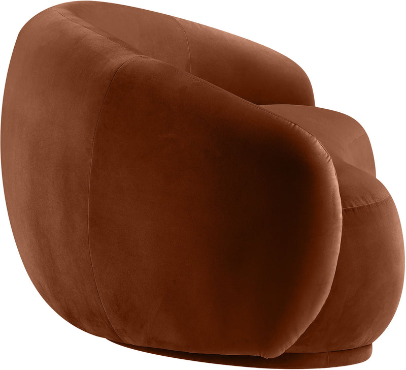 Emery 77" Cognac Velvet Upholstered Loveseat