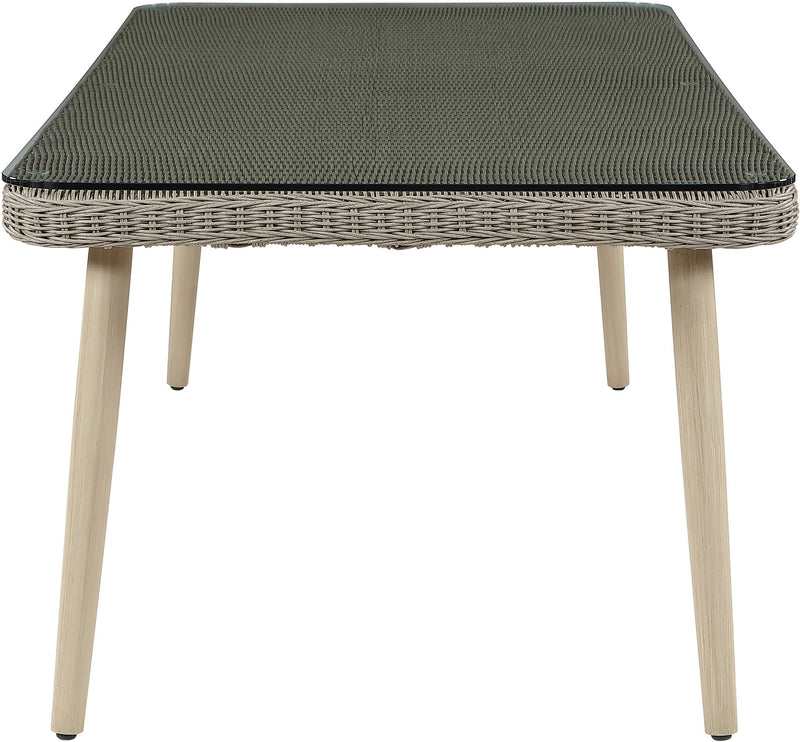 Seacrest - Tempered Glass Top And Wicker Outdoor Patio Dining Table