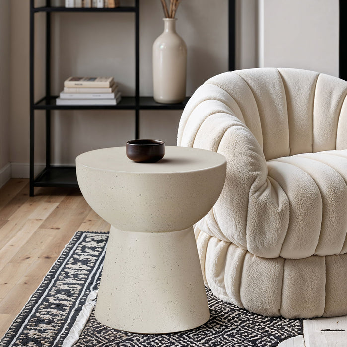 Avaya Cream Concrete And Fiberglass Indoor / Outdoor End Table