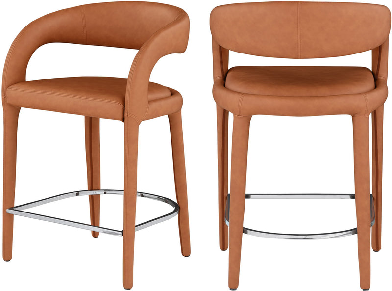 Sylvester Cognac Vegan Leather Upholstered Counter Stool