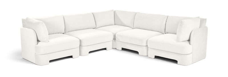 Hammond - Velvet Performance Fabric Upholstered 5 Piece Corner Sectional