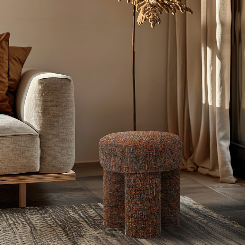 Larson Cognac Fabric Upholstered Stool