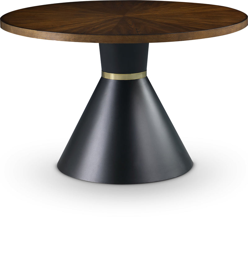 Sheridan 48" Brown Ashburl Veneer Top And Iron Base Dining Table