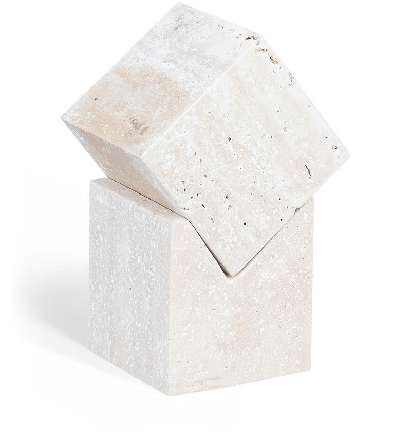Quad Natural Travertine Decorative Cube