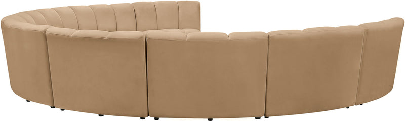 Infinity 183" Camel Velvet Upholstered 9pc. Modular Sectional