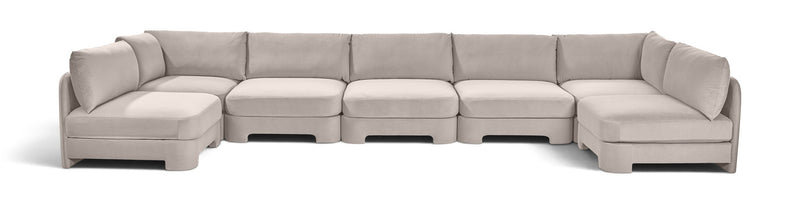 Hammond - Velvet Performance Fabric Upholstered 7 Piece U-Shaped Armless Sectional