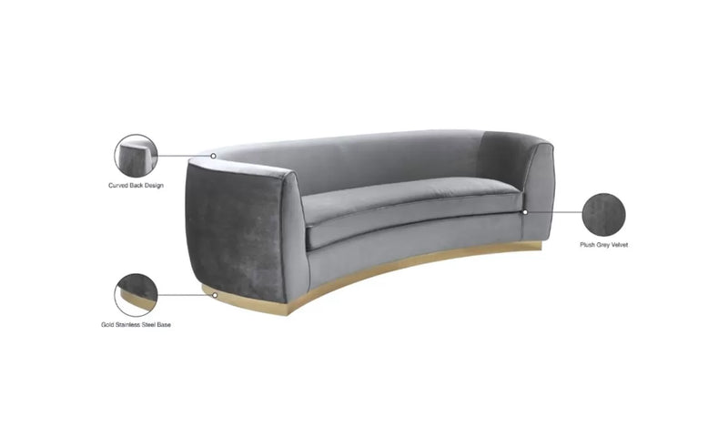 Neveah Velvet 3-Piece Living Room Set In Gray