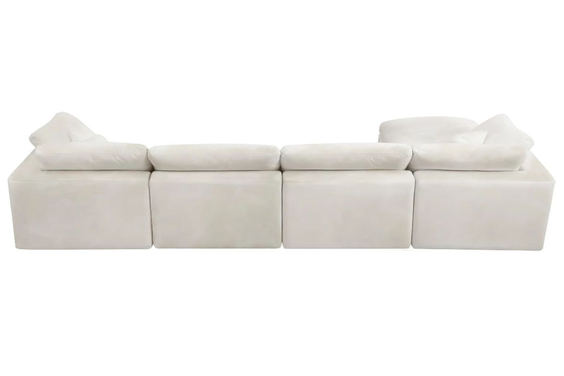 Cloud Velvet 5-Piece Modular Sectional Sofa with Feather Filled Cushions