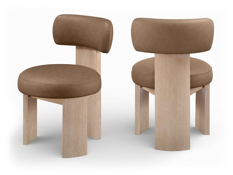 Atelier - Vegan Leather Upholstered Dining Chair (Set of 2) - Painted Natural Frame
