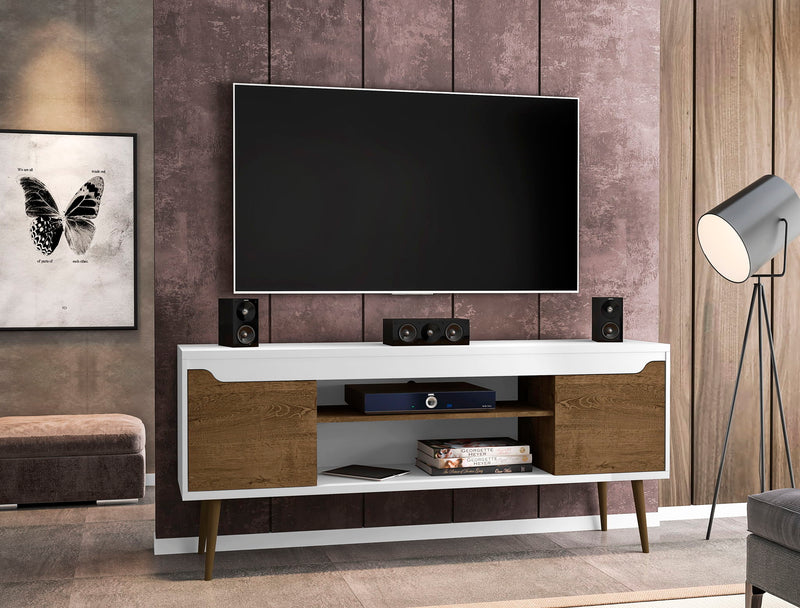 Bradley - TV Stand - Rustic Brown And White