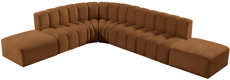 Arc 172" Saddle Velvet Upholstered 7pc. Modular Sectional