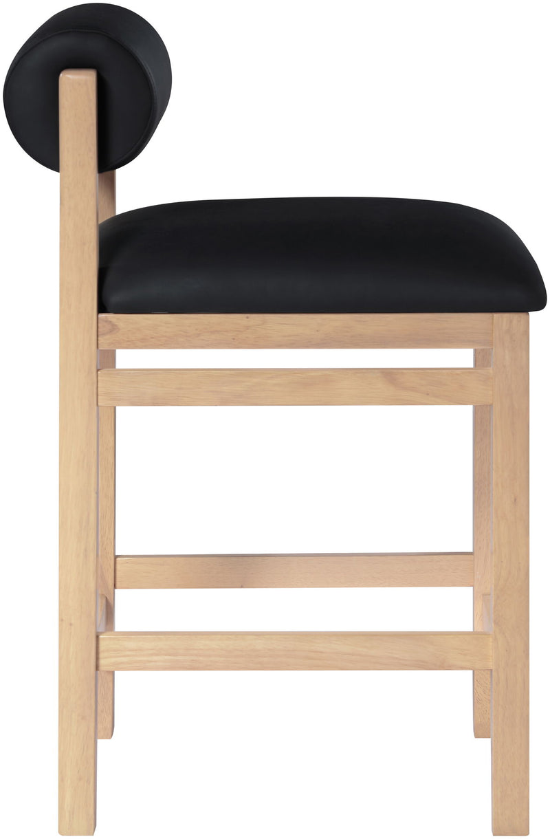 Roundhill - Faux Leather Counter Stool - Natural Frame