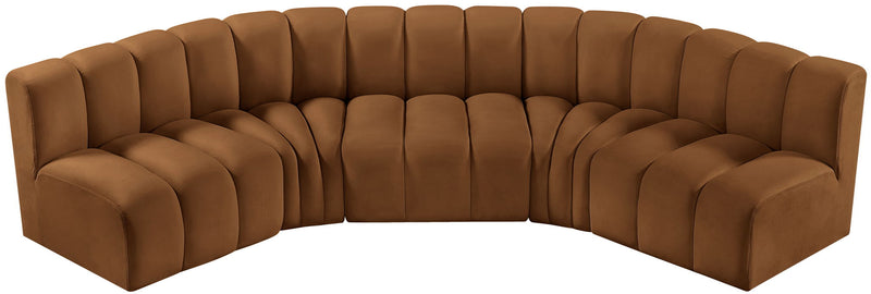 Arc 133" Saddle Velvet Upholstered 5pc. Modular Sectional
