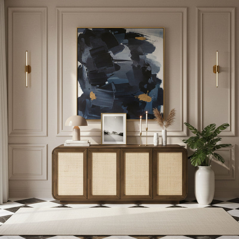 Windsor Brown Solid Wood And Brown Cane Sideboard / Buffet