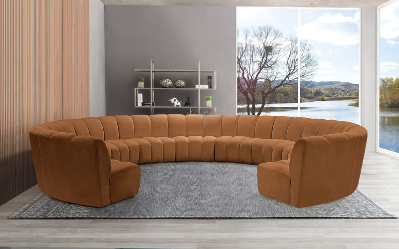 Infinity 183" Saddle Velvet Upholstered 11pc. Modular Sectional