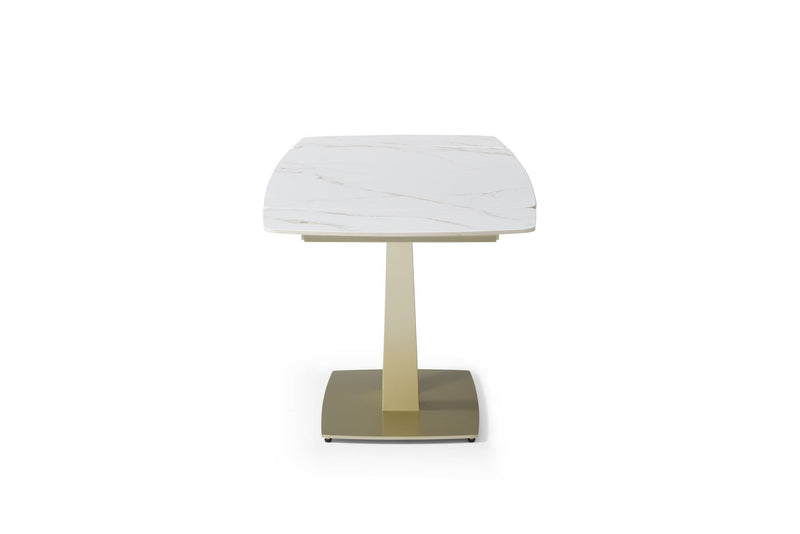 109 - Dining Table - White Gloss / Golden Jade