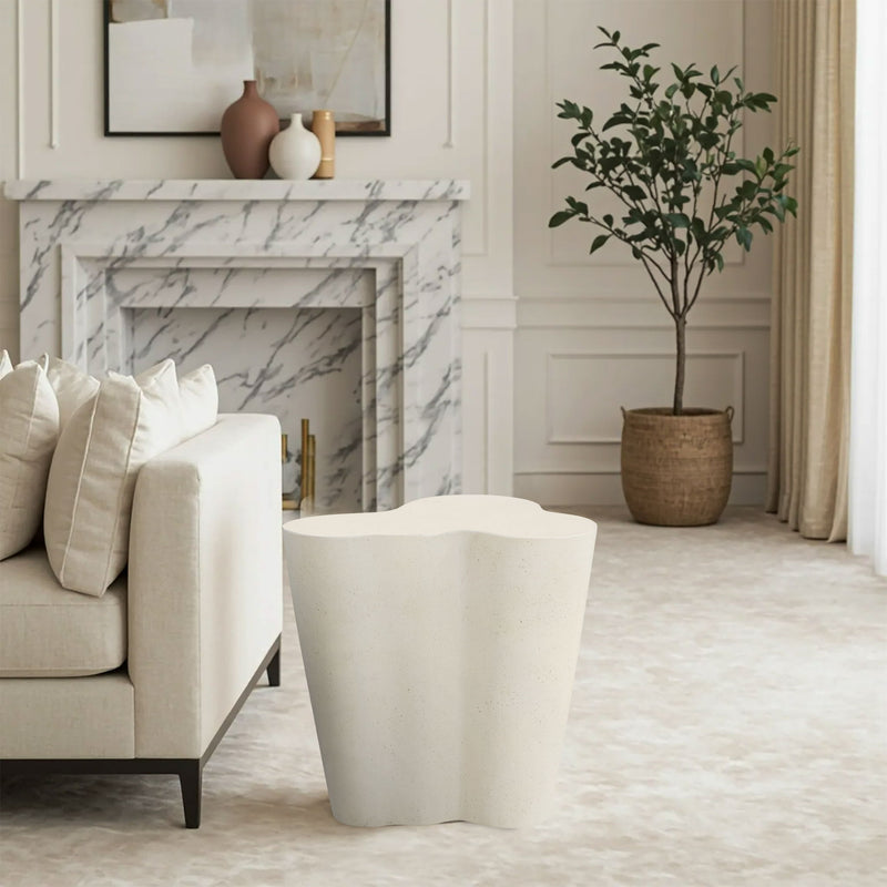 Monza Cream Concrete And Fiberglass Indoor / Outdoor End Table