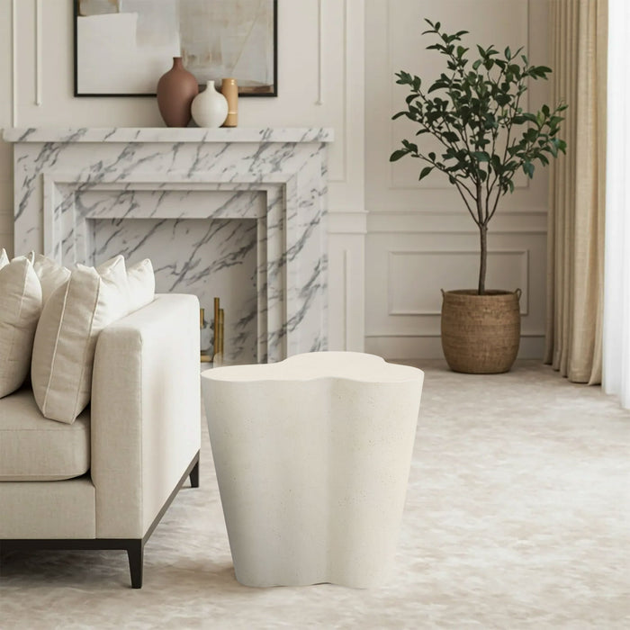 Monza Cream Concrete And Fiberglass Indoor / Outdoor End Table