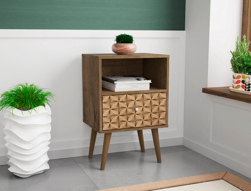 Manhattan Liberty - Nightstand Wtth Rustic Brown Frame
