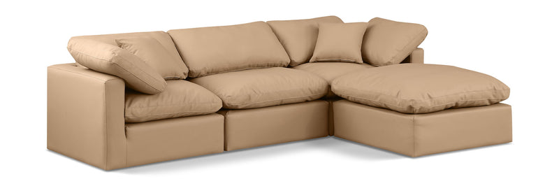 Indulge 105" Tan Vegan Leather Upholstered 4pc. Modular Sectional