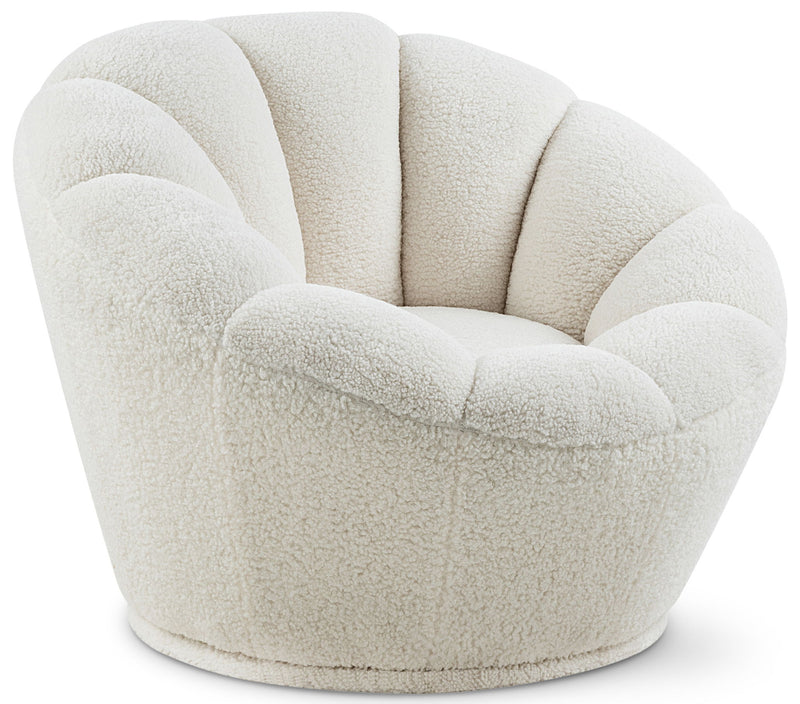 Dream White Faux Sheepskin Fur Upholstered Swivel Accent Chair