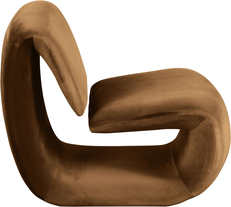 Nouveau Saddle Velvet Upholstered Accent Chair