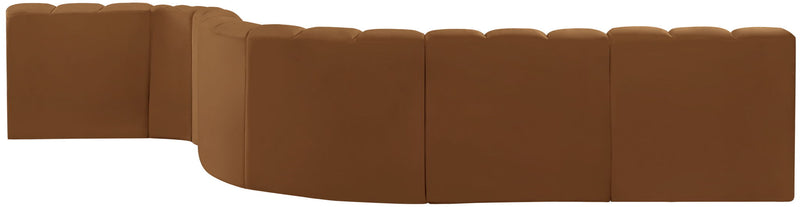 Arc 170" Saddle Velvet Upholstered 7pc. Modular Sectional