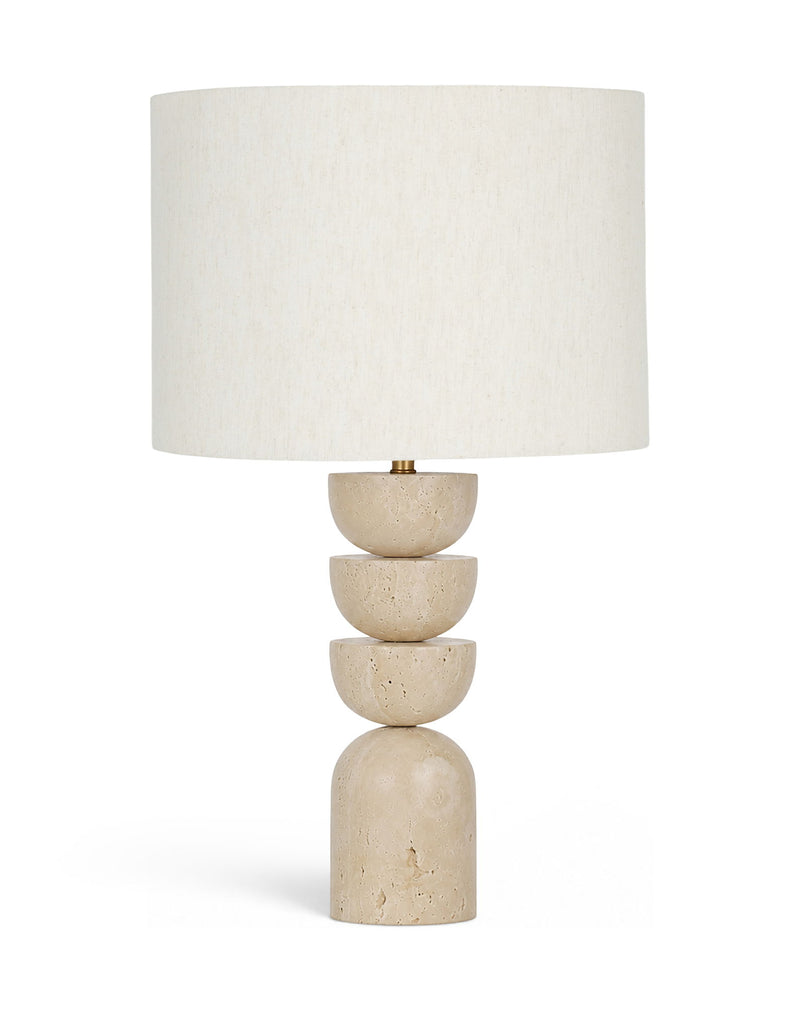 Opus - Travertine, Linen Textured Fabric And Brass Table Lamp - Travertine