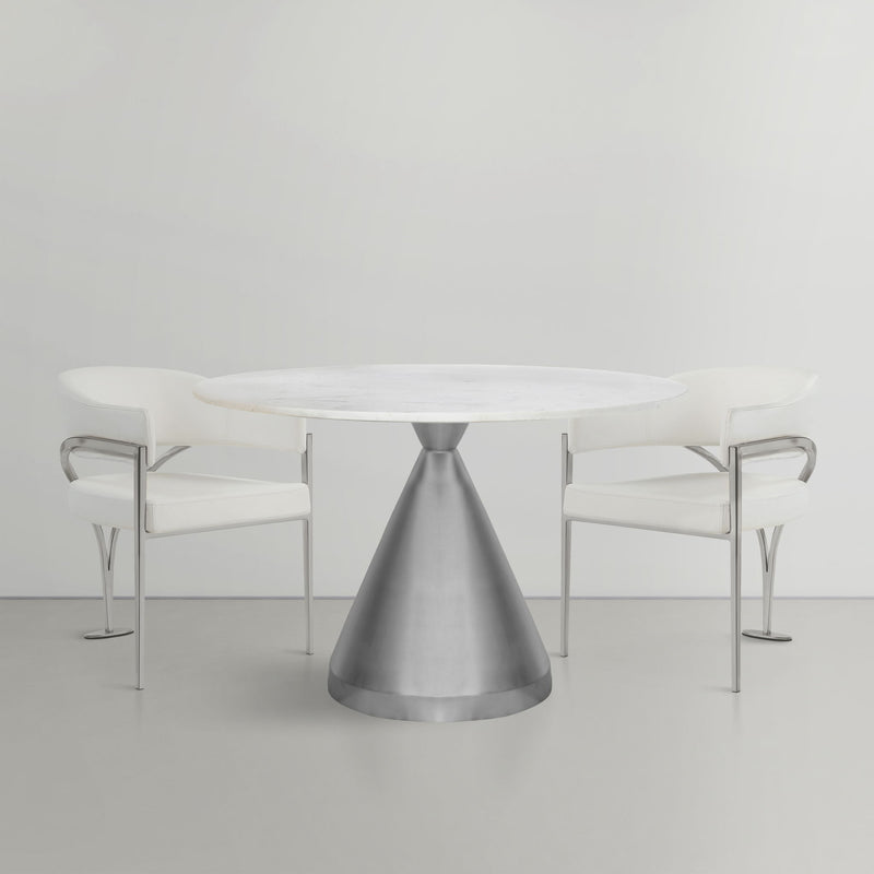 Emery 48" White Marble Top And Steel Base Dining Table