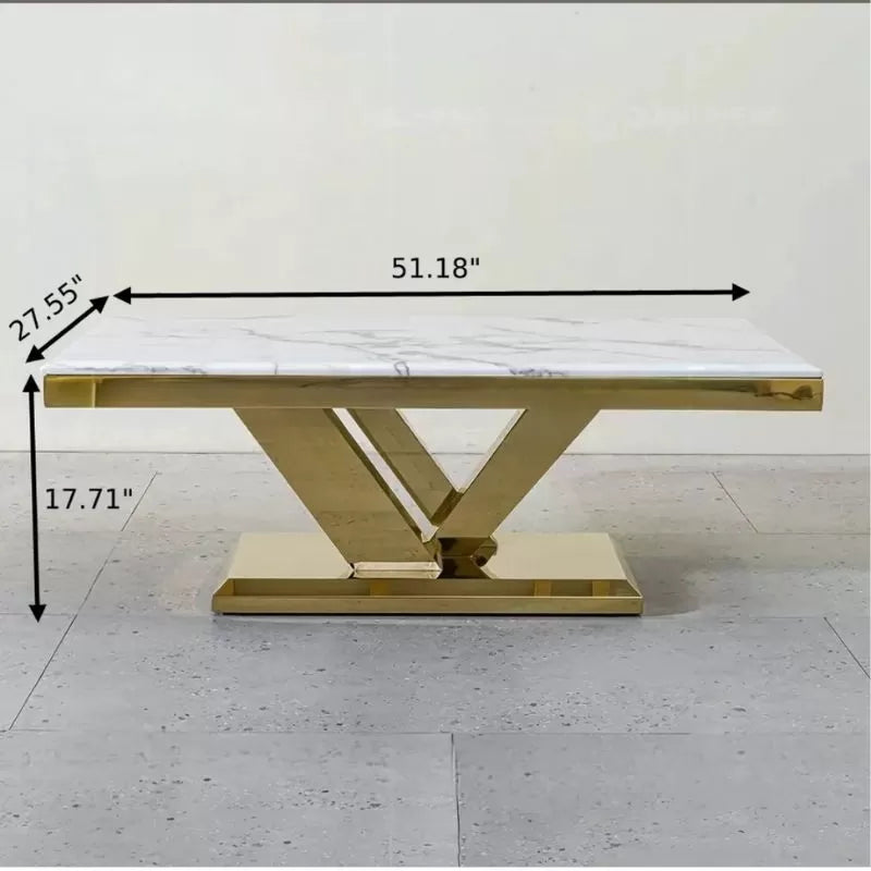 Royale Luxurious Marble Top Coffee Table with Gold Base