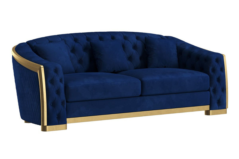 Calista Velvet 3-Piece Living Room Set With Gold Stainless Steel