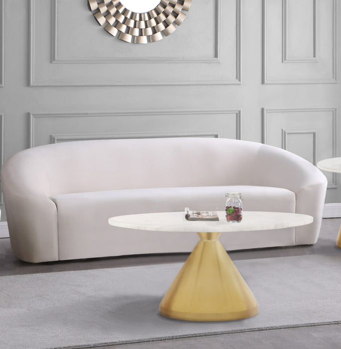 Emery White Marble Top And Steel Base Coffee Table